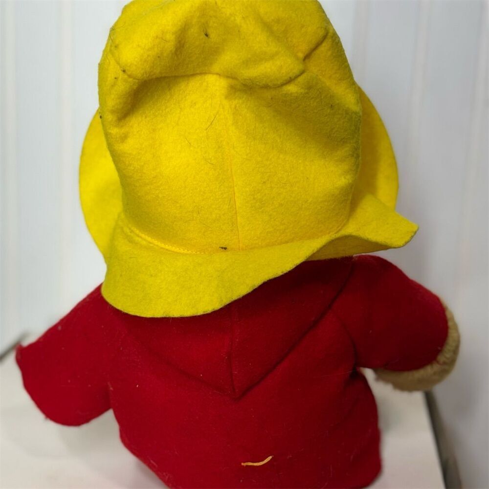 Vintage Sears Paddington Bear Plush Toy 12” Red Coat Yellow Hat 1980 Collectible - Picture 3 of 4